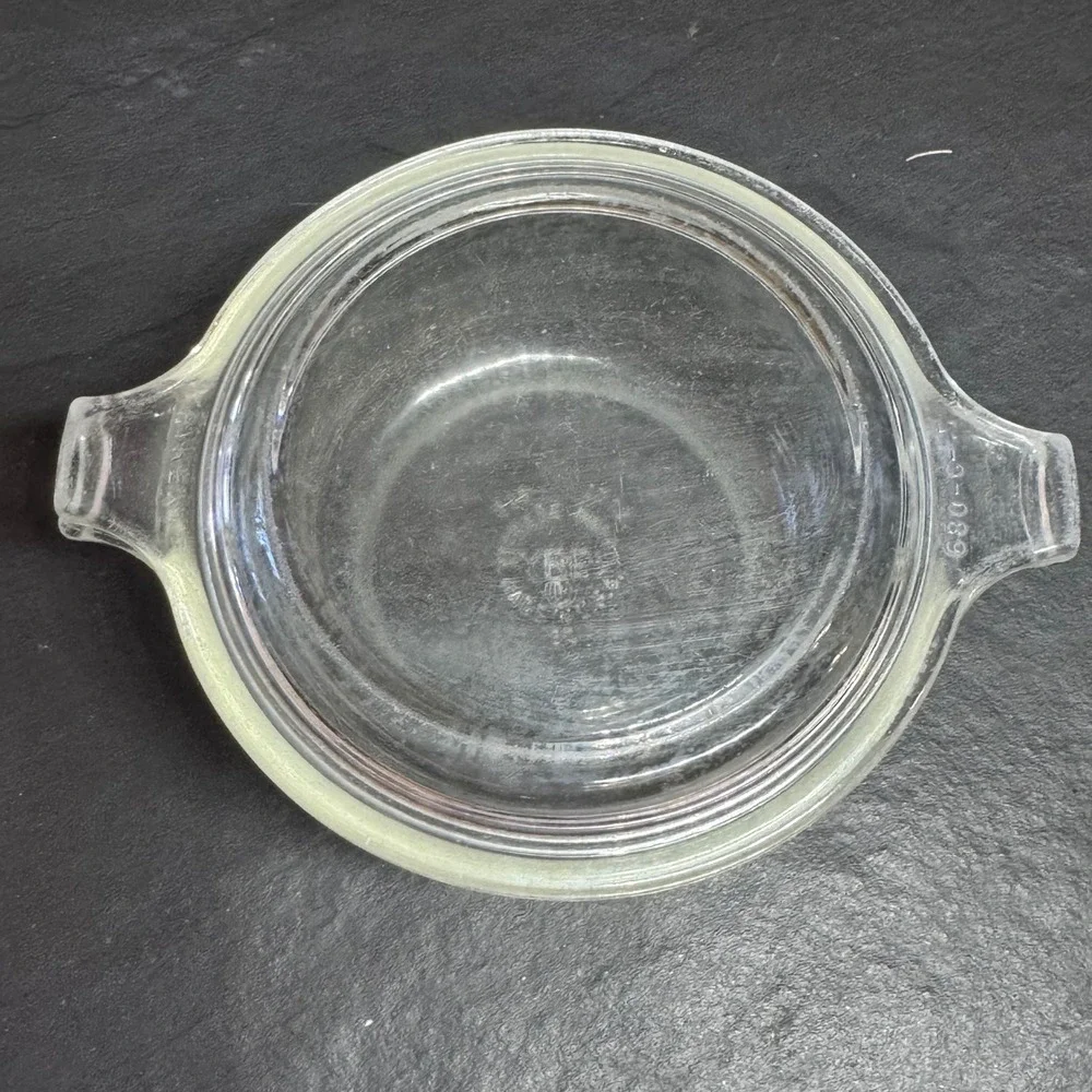 Vintage Pyrex 019 Clear Glass 10 oz Round Casserole Dish with Lid 680-C-5 USA